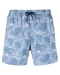 Canali Badeshorts mit Feder-Print Blau