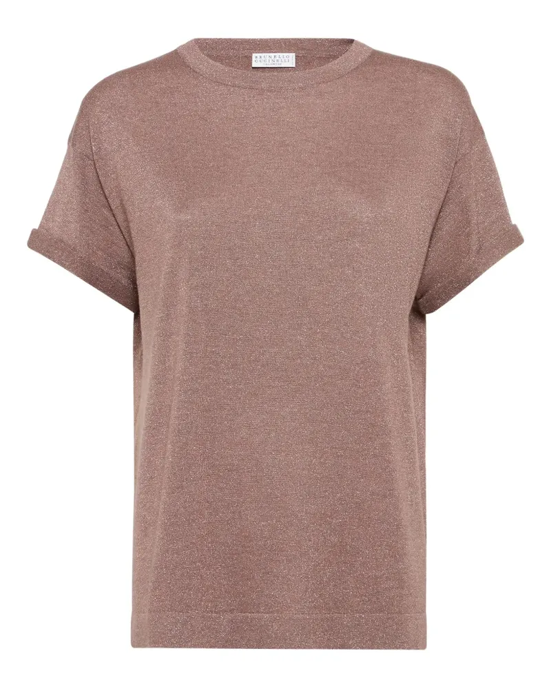 Brunello Cucinelli T-Shirt im Metallic-Look - Braun Braun