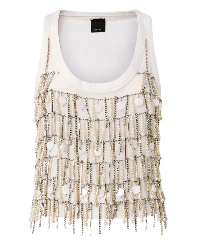 Pinko Tanktop mit Perlenverzierung - Weiß Weiß