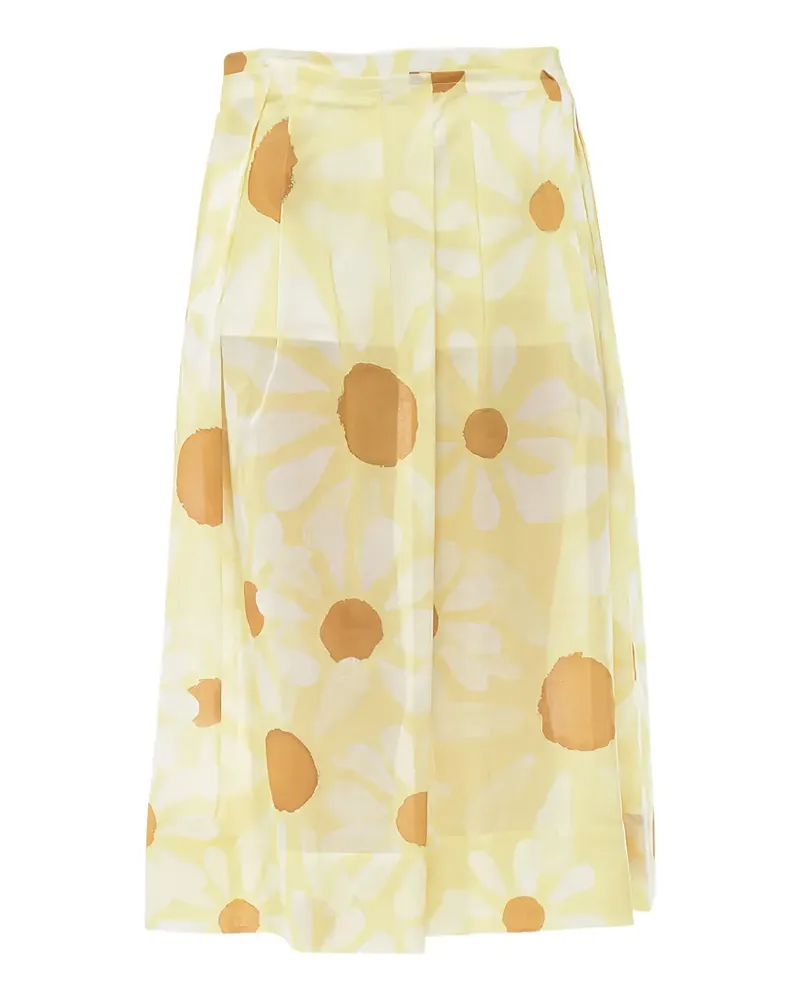 Marni Daisy-print pleated skirt - Gelb Gelb