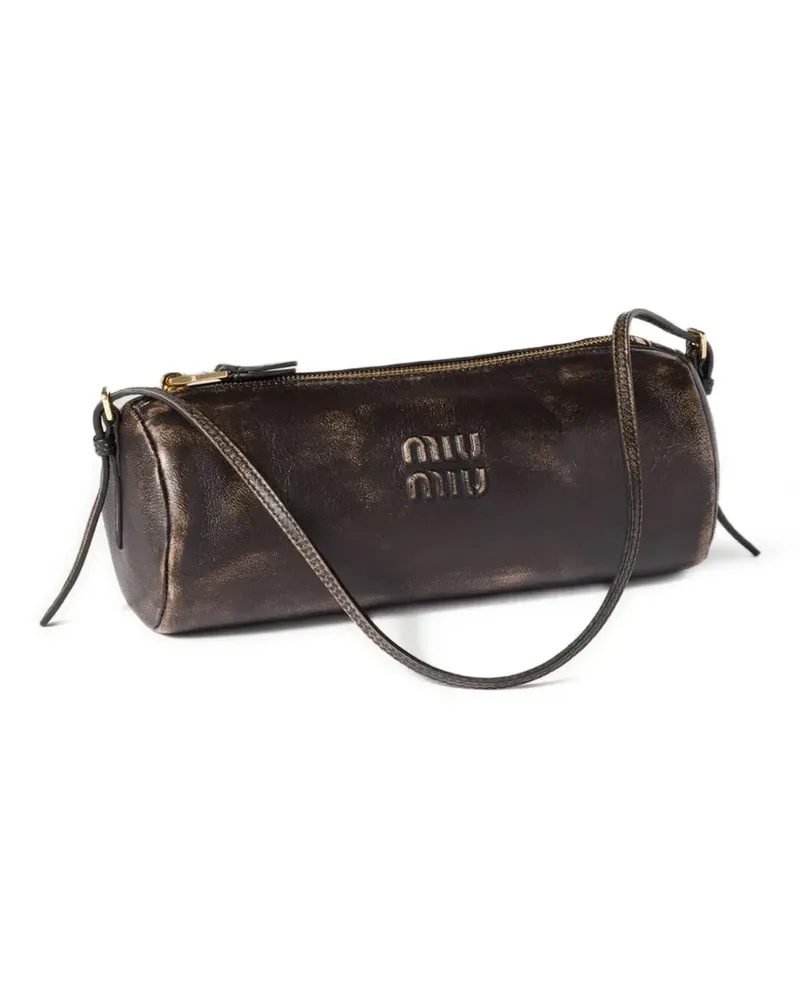 Miu Miu Zylinderförmige Schultertasche mit Logo-Prägung - Braun Braun