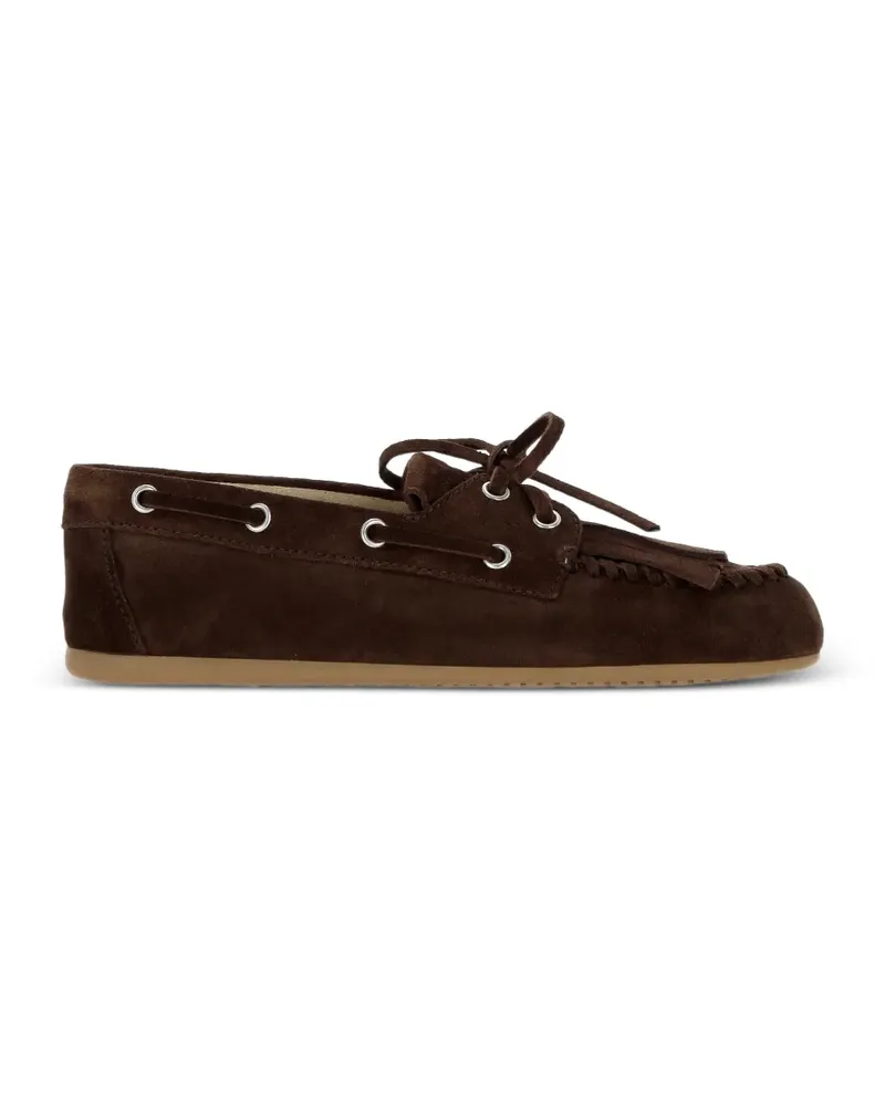Miu Miu Loafer aus Wildleder mit Zierlasche - Braun Braun