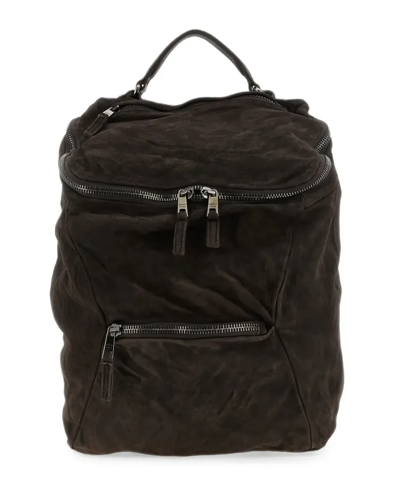 Giorgio Brato wrinkled leather backpack - Braun Braun