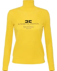 Elisabetta Franchi Rollkragenpullover mit Logo-Print Gelb