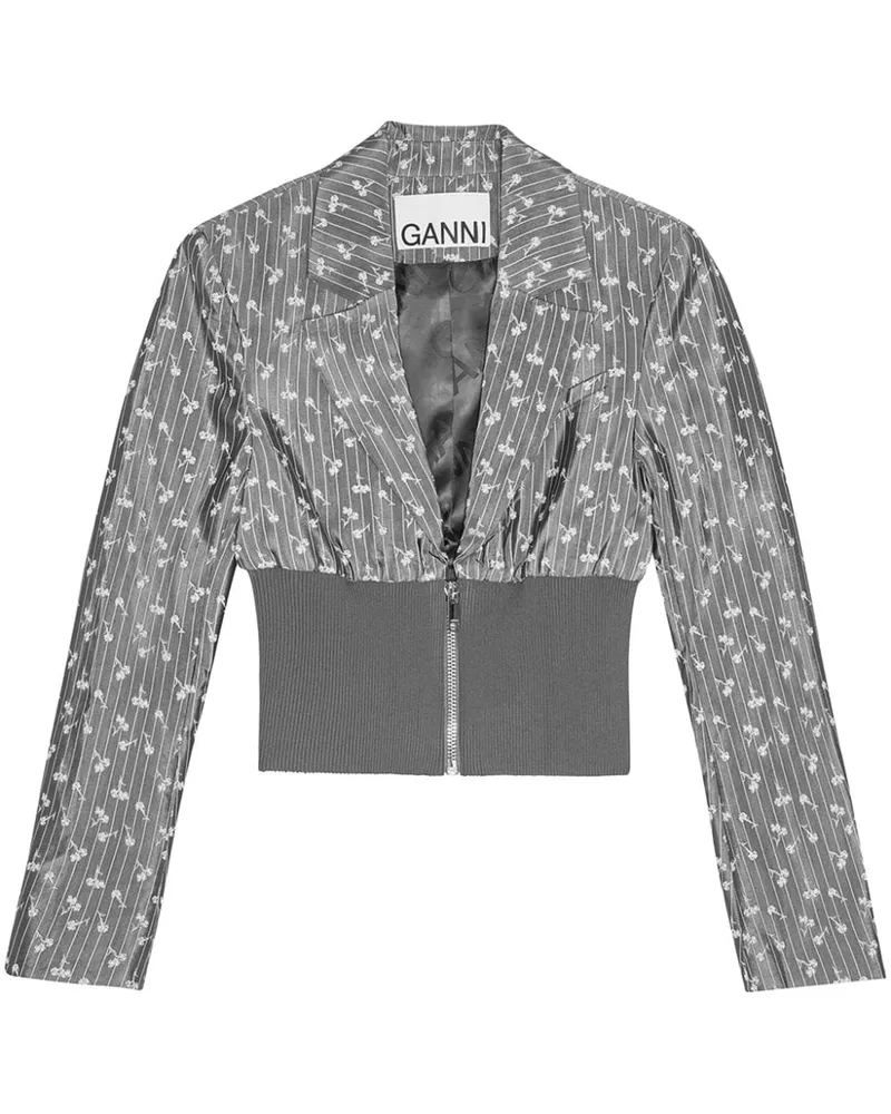 Ganni Klassischer Cropped-Blazer - Grau Grau