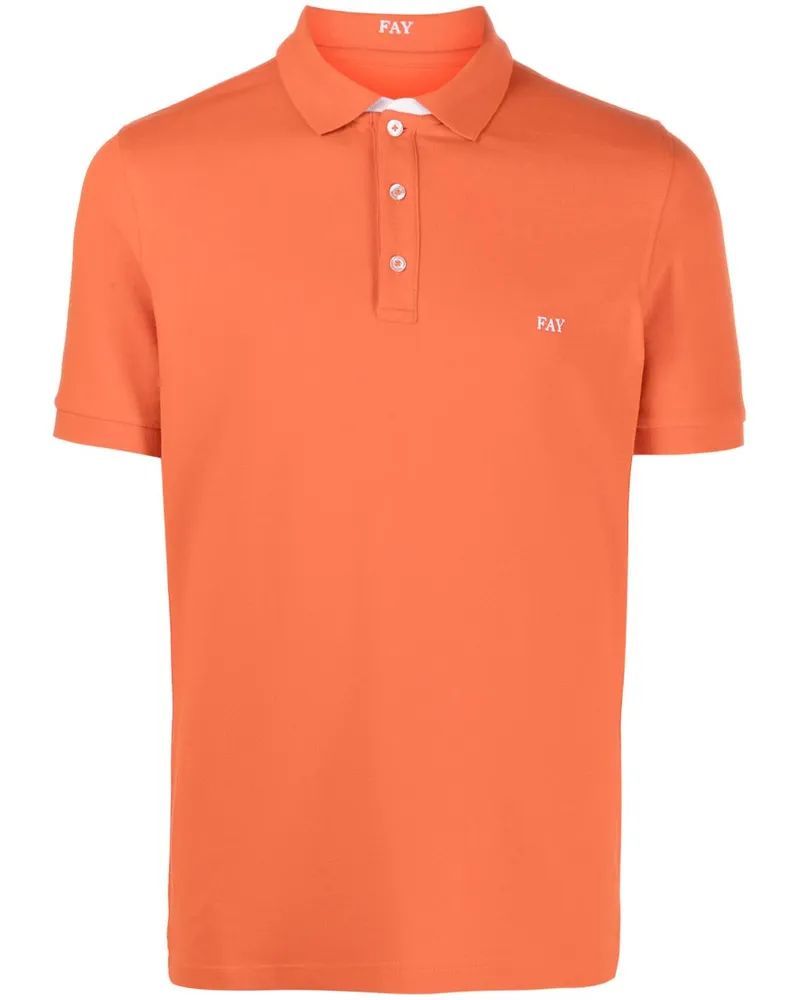 Fay Poloshirt mit Logo-Stickerei Orange