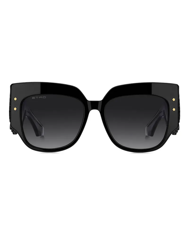 Etro Eckige Sonnenbrille mit Blossom-Detail - Schwarz Schwarz