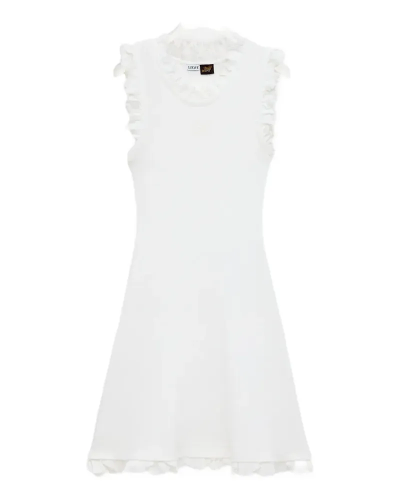 Loewe Gerüschtes Anagram Minikleid - Weiß Weiß