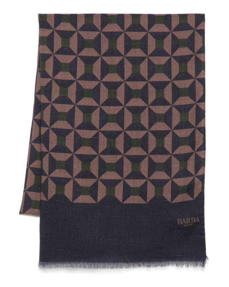 BARBA Schal mit geometrischem Print - Blau Blau