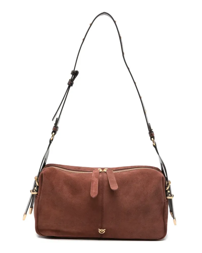 Pinko Schultertasche aus Wildleder mit Schlangeneffekt - Braun Braun