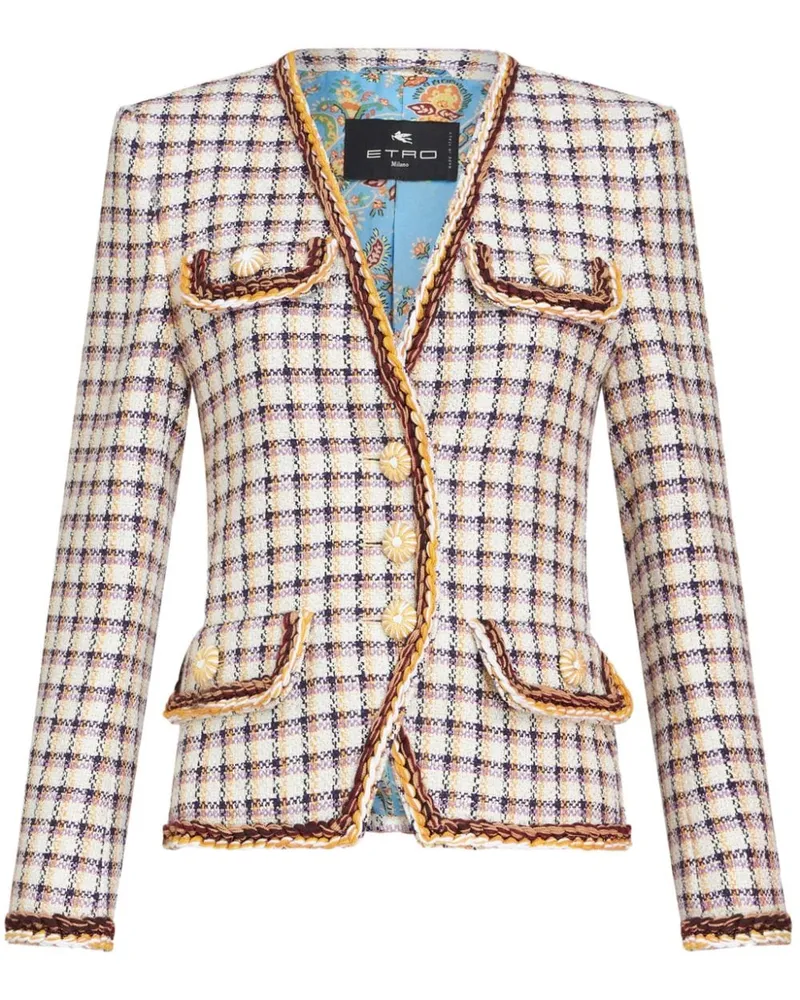 Etro Jacke aus Karo-Jacquard - Weiß Weiß