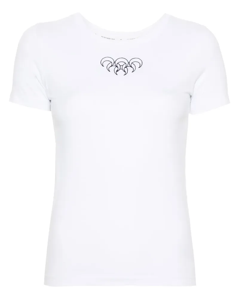 Marine Serre T-Shirt mit Sichelmond-Stickerei - Weiß Weiß