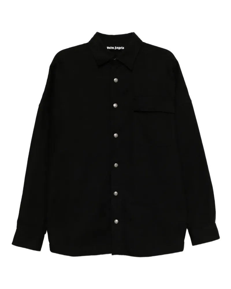 Palm Angels Hemdjacke mit Logo-Print - Schwarz Schwarz