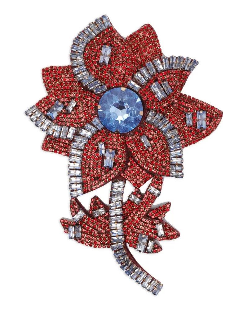Essentiel Strassbrosche mit Blumenform - Rot Rot