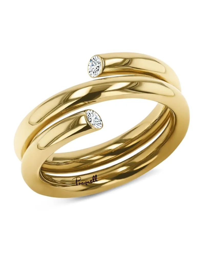 Pragnell 18kt Double Row Eclipse Gelbgoldring mit Diamanten Gold