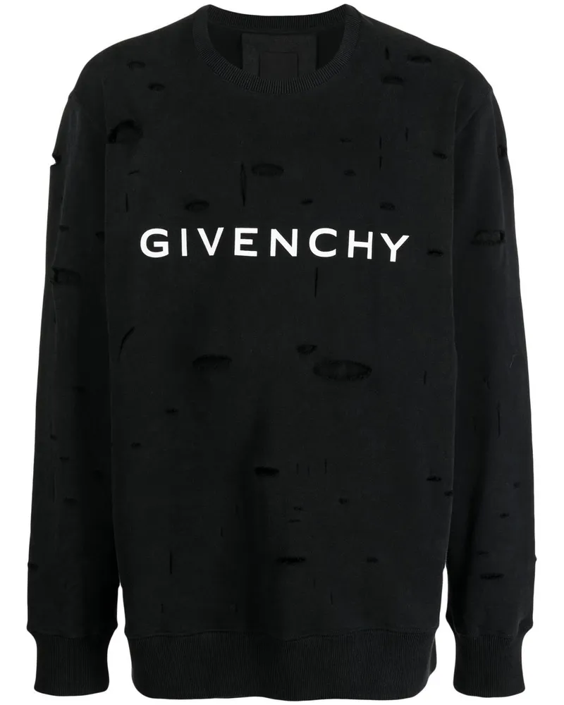 Givenchy Sweatshirt in Distressed-Optik - Schwarz Schwarz