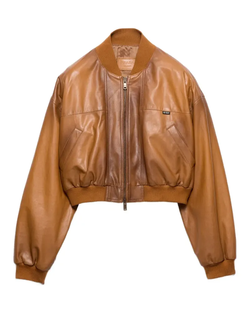 Prada Cropped-Jacke aus Nappaleder - Braun Braun
