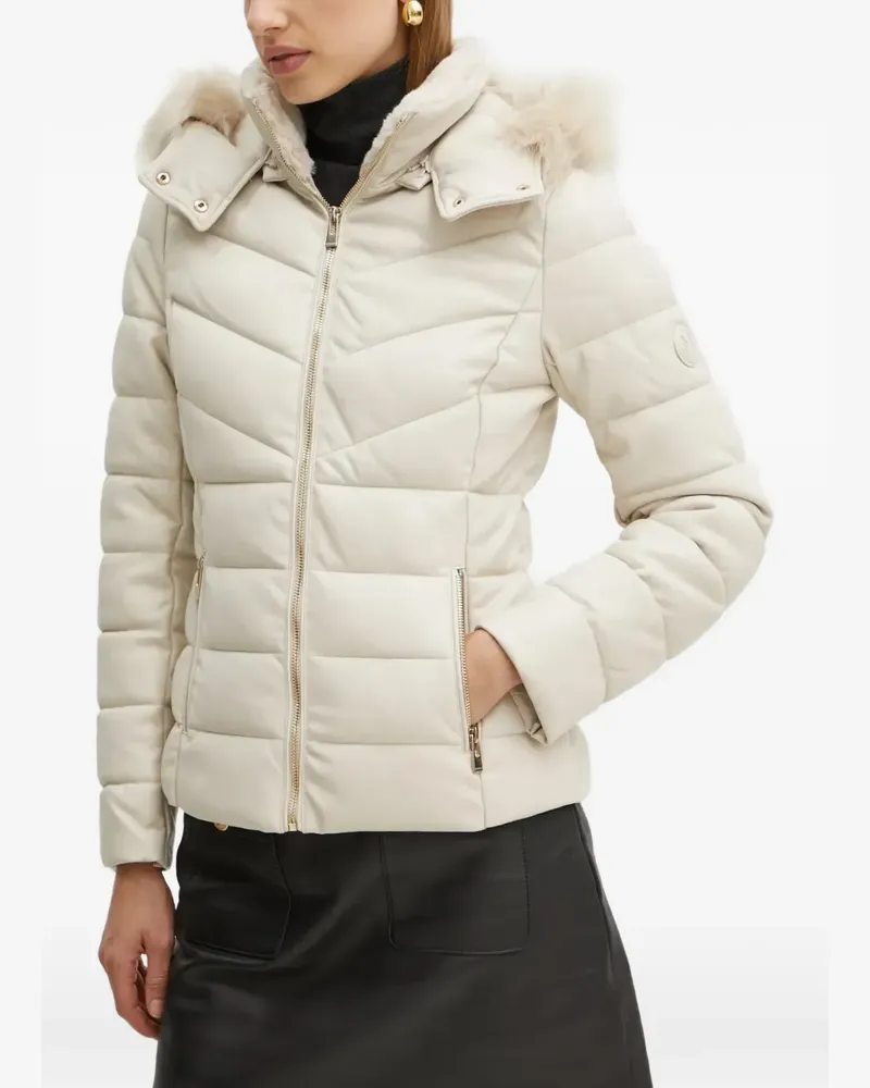 Morgan faux-fur trim quilted jacket - Weiß Weiß