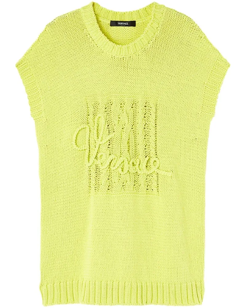 Versace Pullunder mit Intarsien-Logo - Gelb Gelb