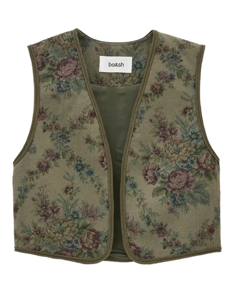 ba&sh Raven floral-tapestry waistcoat - Grün Grün