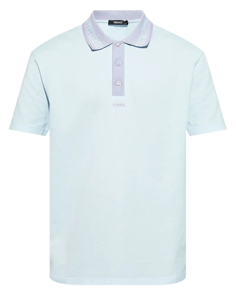 Versace Poloshirt mit Greca-Detail - Blau Blau