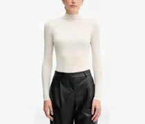 Gerippter Strickpullover - Weiß