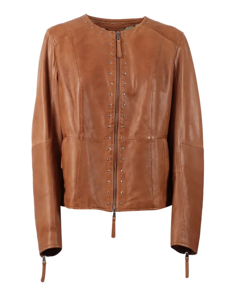 Bully stud-embellished leather jacket - Braun Braun
