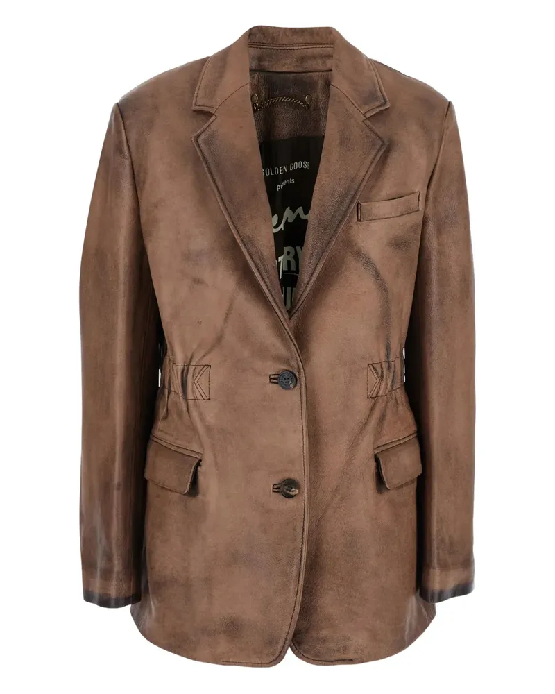 Golden Goose single-breasted leather jacket - Braun Braun