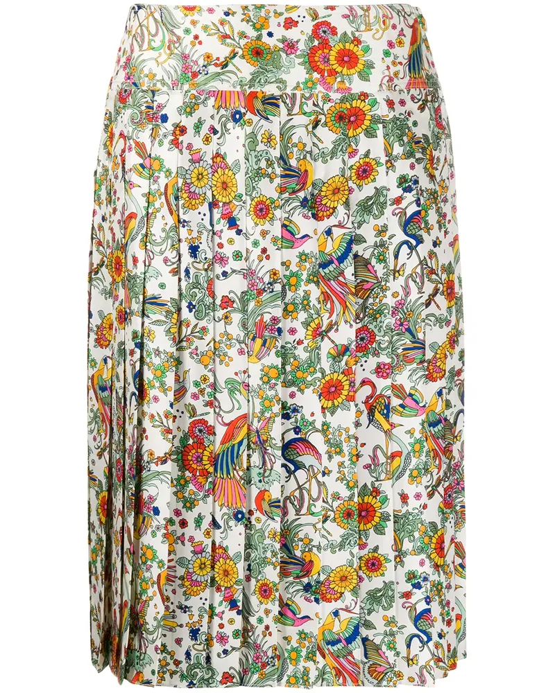 Tory Burch Faltenrock mit Blumen-Print - Weiß Weiß