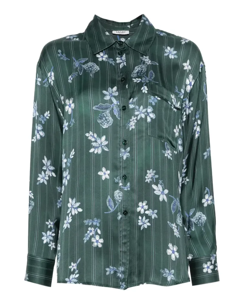 Liu Jo Gestreiftes Hemd mit Blumenprint - Grün Grün