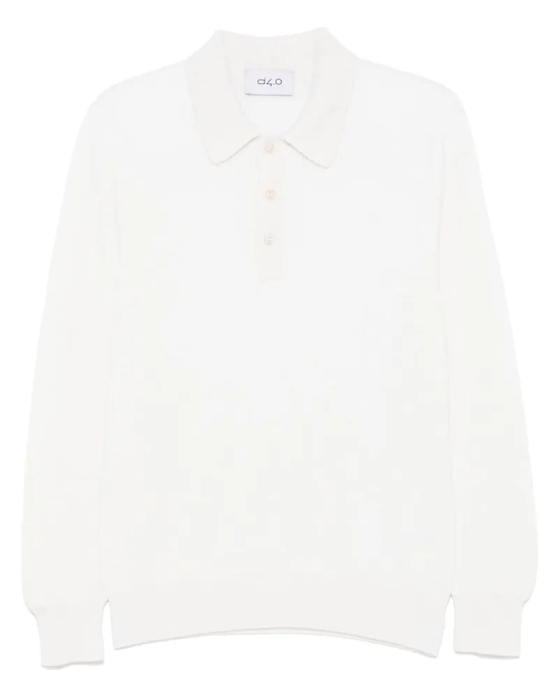 D4.0 Fein geripptes Poloshirt - Weiß Weiß