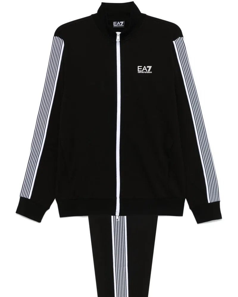 EA7 Jogginganzug mit Streifendetail - Schwarz Schwarz