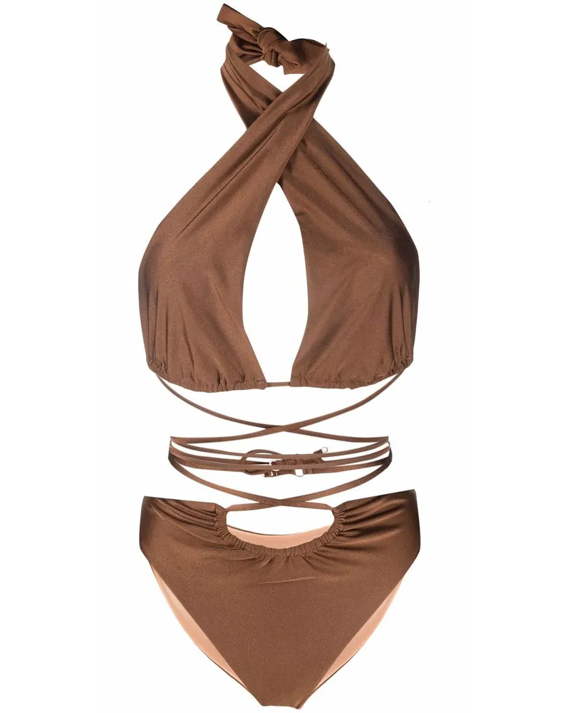 Noire Swimwear Neckholder-Badeanzug - Braun Braun
