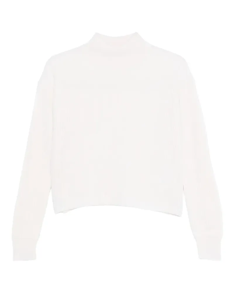 Max Mara Gerippter Pullover mit Stehkragen - Weiß Weiß