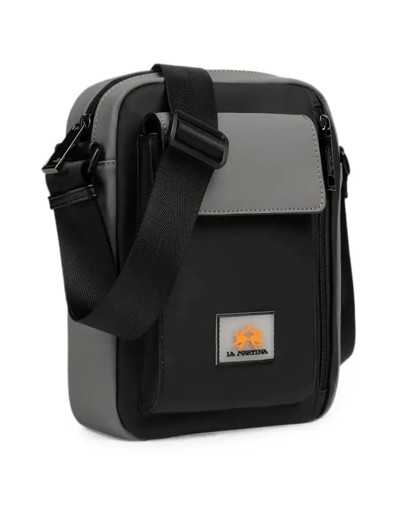 La Martina Kuriertasche mit Logo-Patch - Schwarz Schwarz