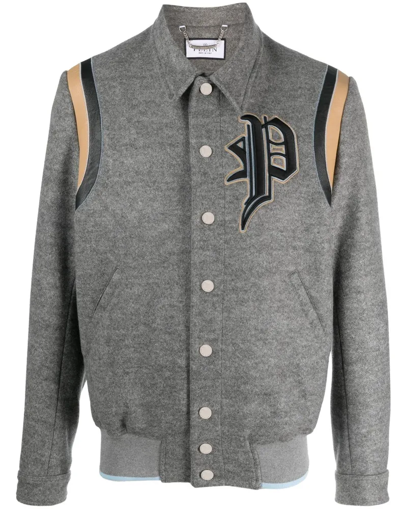 Philipp Plein Bomberjacke mit Logo-Applikation - Grau Grau