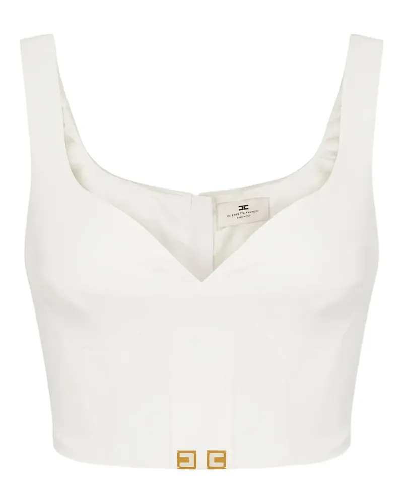 Elisabetta Franchi Oberteil mit Logo-Patch - Weiß Weiß