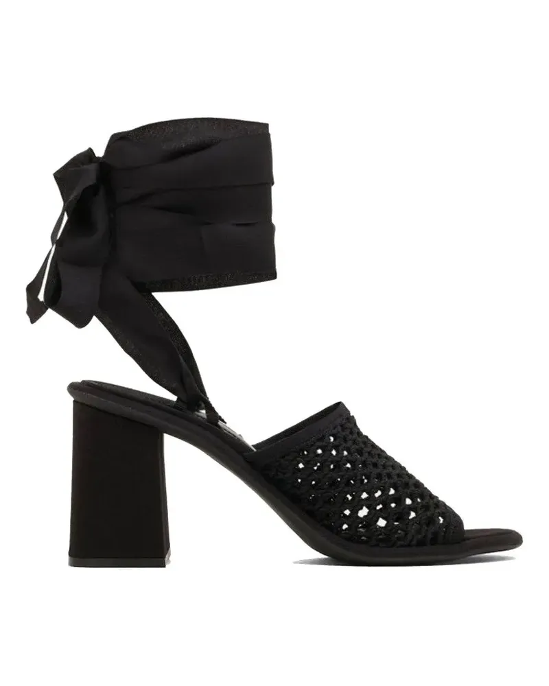Miu Miu crochet-knit tie-fastening heeled sandals - Schwarz Schwarz