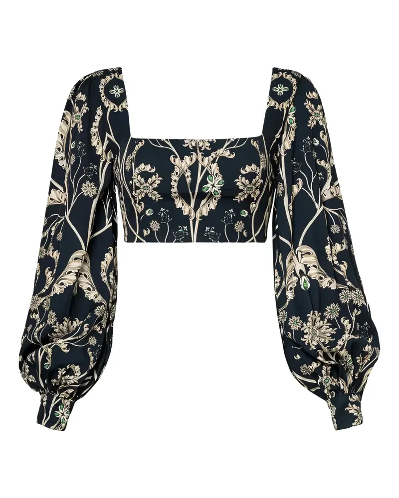 AGUA BENDITA Pera Gema Oberteil mit Ballonärmeln - Schwarz Schwarz