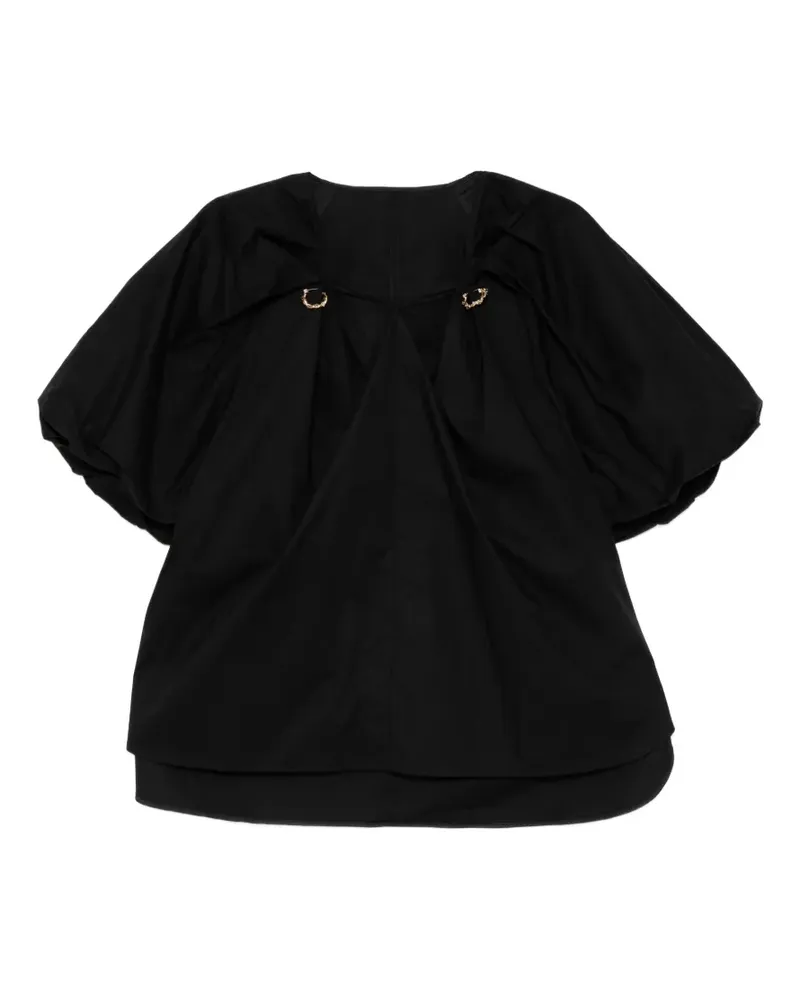 JNBY Plissierte Bluse mit V-Ausschnitt - Schwarz Schwarz