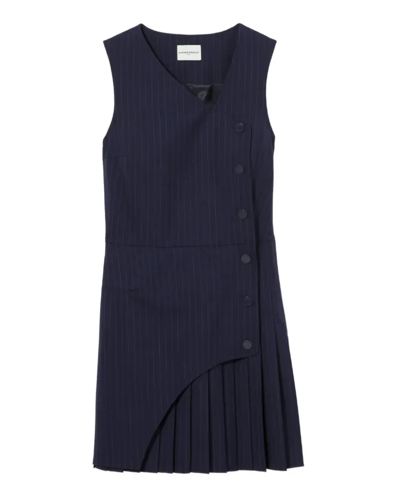 Claudie Pierlot Faltenkleid mit Nadelstreifen - Blau Blau