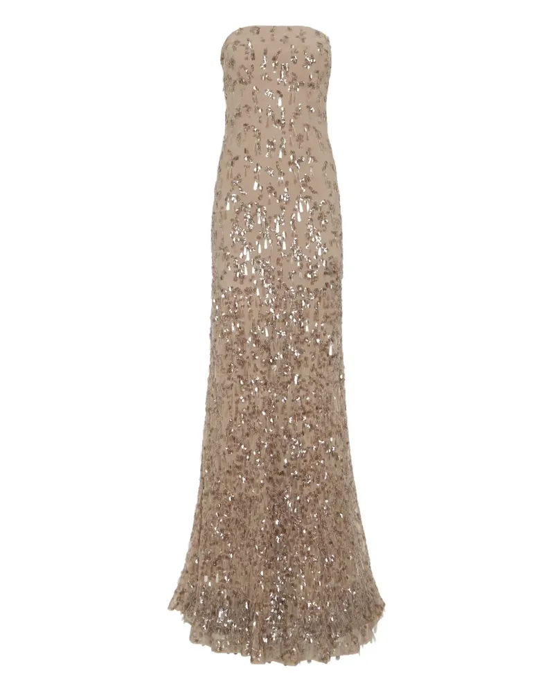 Brunello Cucinelli Schulterfreies Maxikleid mit Pailletten - Nude Nude