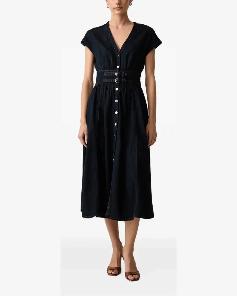 Morgan buckled front-button midi dress - Blau Blau