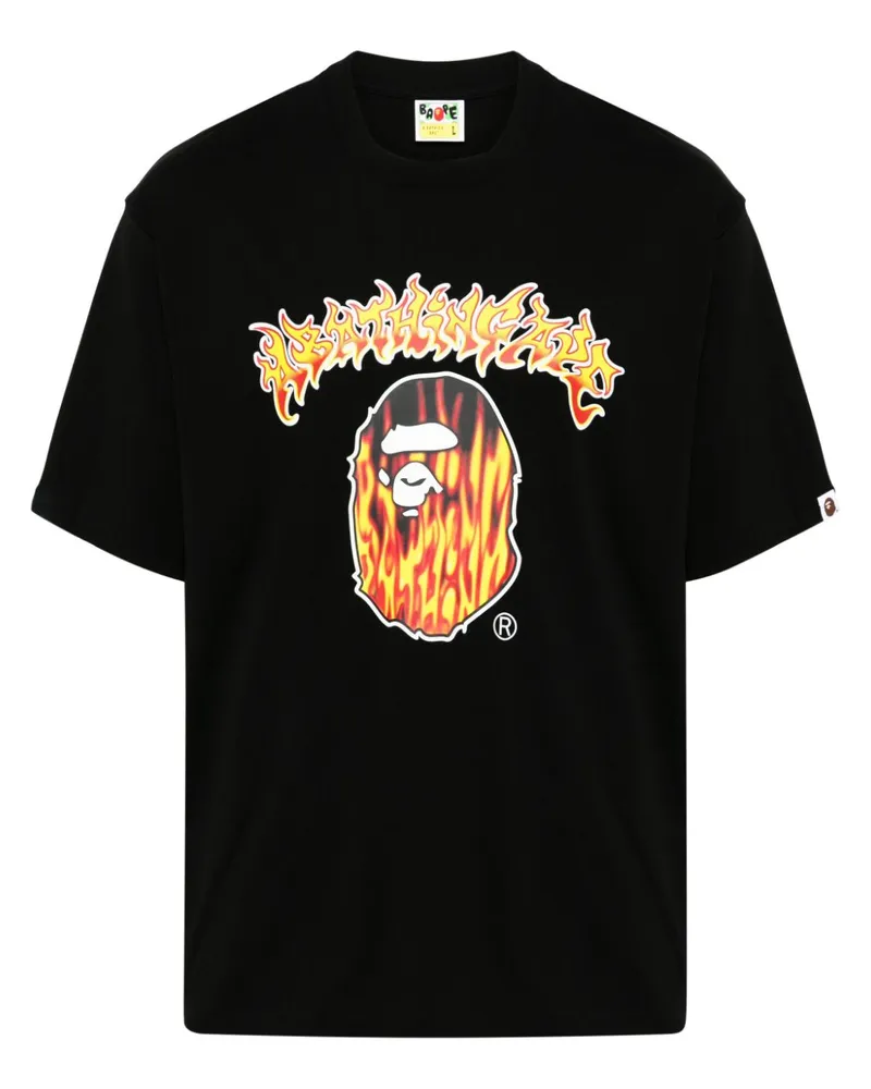 BAPE T-Shirt mit Mad Flame Ape Head-Print - Schwarz Schwarz
