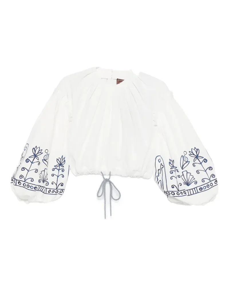 ALEMAIS Gerüschtes Leela Oberteil mit Blumen - Nude Nude