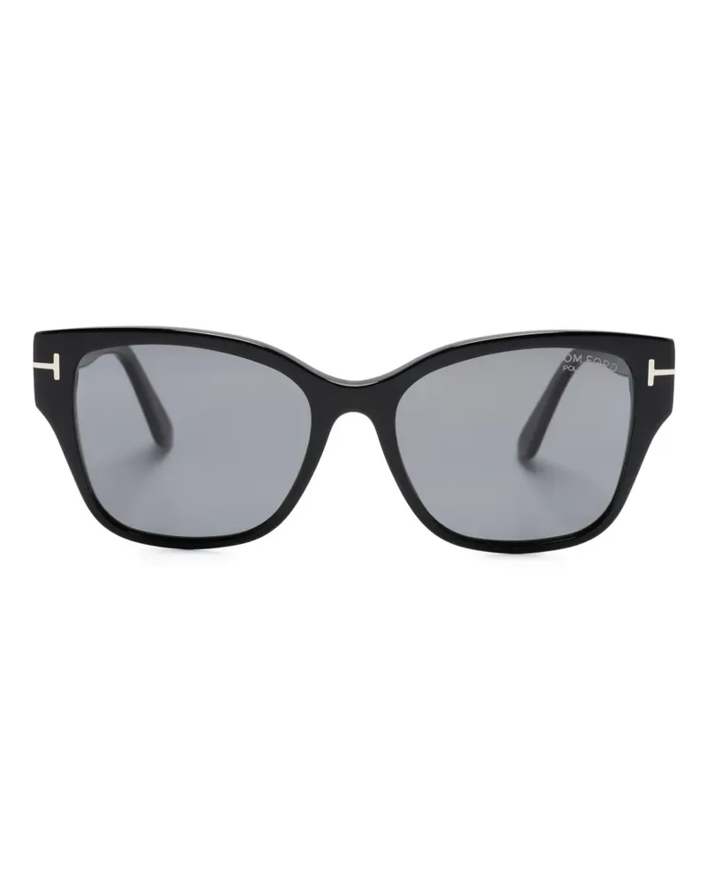 Tom Ford Elsa Sonnenbrille mit breitem Gestell - Schwarz Schwarz