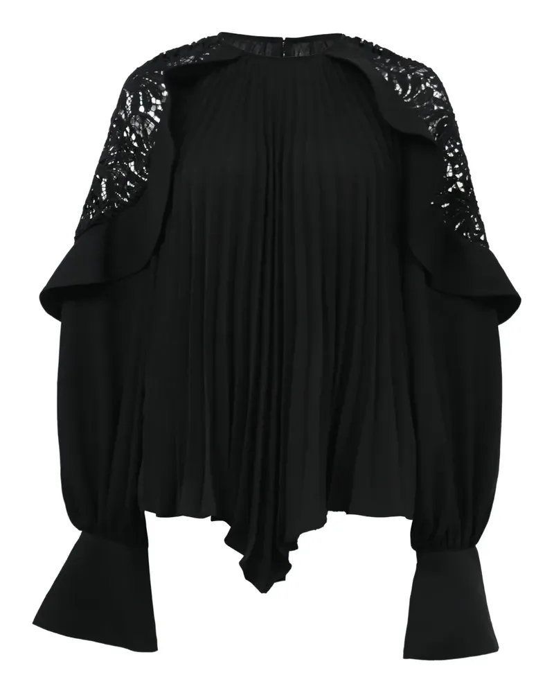 Self-Portrait ruffled lace-trimmed blouse - Schwarz Schwarz