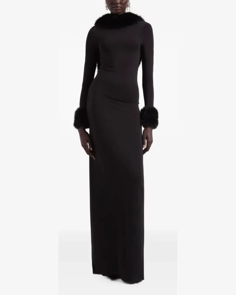 Nina Ricci Rückenfreies Maxikleid aus Faux Fur - Schwarz Schwarz