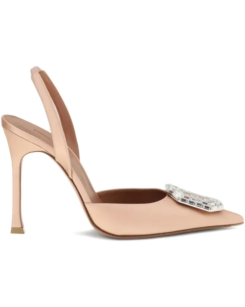 Amina Muaddi 105mm Camelia jewel-embellished pointed-toe heeled sandal - Nude Nude
