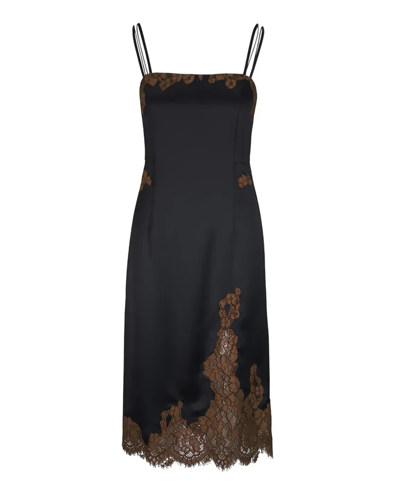 Dorothee Schumacher lace-trim satin midi dress - Schwarz Schwarz